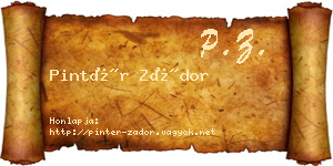 Pintér Zádor névjegykártya